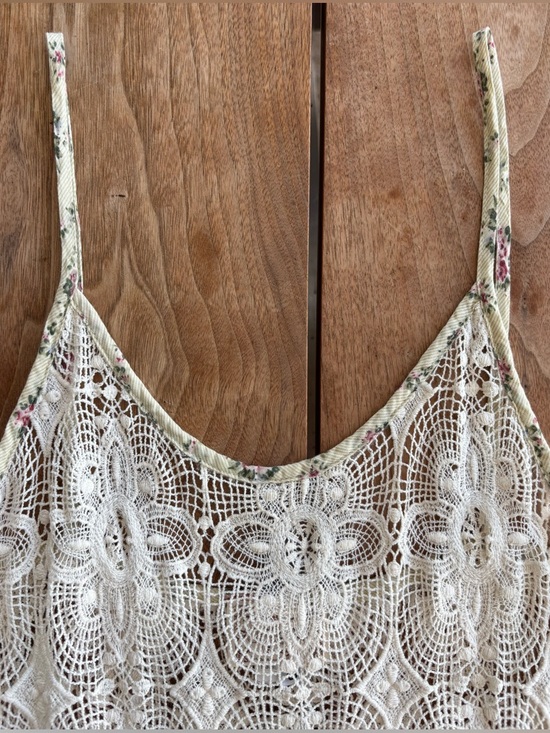 American Vintage Crochet Maxi Slip Dress Women’s Small Cream with Floral trim - Picture 15 of 16